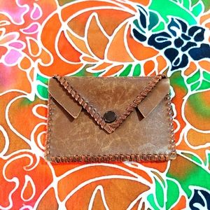 Vintage Tooled Leather Coin Card Purse Wallet Snap Pouch engraved